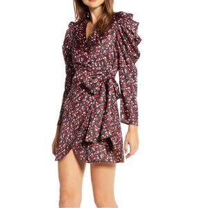 Something Navy Long Sleeve Wrap Minidress (Nordstrom Exclusive)